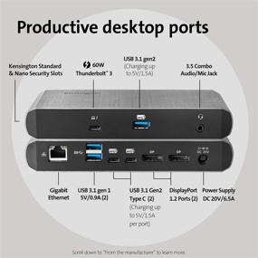 img 2 attached to 💻 Kensington SD5500T Thunderbolt 3 and USB-C Docking Station, Dual 4K DisplayPort, Macbook, Windows, Surface Compatible, 60W Power Delivery (K38130US)