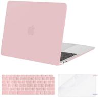 mosiso macbook air 13 inch case 2020-2018: corner protective hard shell in baby pink 💕 with keyboard cover & screen protector – compatible with a2337 m1 a2179 a1932 retina display touch id logo