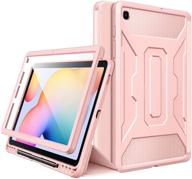 moko case for samsung galaxy tab s6 lite 10.4 2020 - full-body shockproof cover with screen protector, pencil holder - rose pink logo