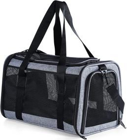 img 4 attached to High Capacity Lightweight Washable Soft-Sided Pet Travel Carrier for Puppies/Kittens/Bunny - Petsfit Most Airline Approved Cat Carrier Dog Carriers with 5-Sided Breathable Mesh and Self-Lock Zippers