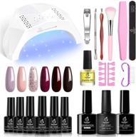 💅 48w nail lamp gel nail polish kit with beetles pink purple shade, brown glitter starter kit, and burgundy manicure set - soak off gel polish with diy home nail designs logo