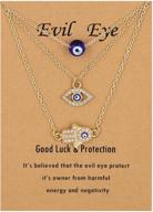 🧿 baydurcan dainty evil eye & hamsa necklace set: turkish blue eye hand pendant jewelry for protection - 3pcs lucky gift for women girls logo