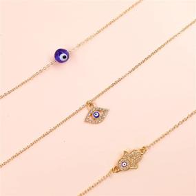 img 3 attached to 🧿 Baydurcan Dainty Evil Eye & Hamsa Necklace Set: Turkish Blue Eye Hand Pendant Jewelry for Protection - 3pcs Lucky Gift for Women Girls