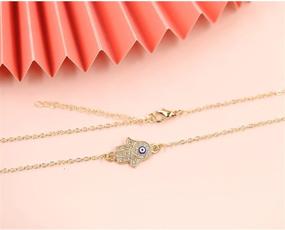 img 2 attached to 🧿 Baydurcan Dainty Evil Eye & Hamsa Necklace Set: Turkish Blue Eye Hand Pendant Jewelry for Protection - 3pcs Lucky Gift for Women Girls