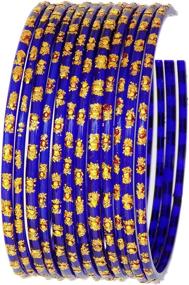 img 2 attached to 💙 JD'Z COLLECTION Blue Glass Bangles for Women & Girls - Traditional Indian Jewelry Set for Ethnic Daily Wear, Bridal Bangles for Indian Marriage (Set of 12)