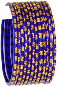 img 1 attached to 💙 JD'Z COLLECTION Blue Glass Bangles for Women & Girls - Traditional Indian Jewelry Set for Ethnic Daily Wear, Bridal Bangles for Indian Marriage (Set of 12)