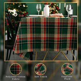 img 1 attached to Checkered Rectangle Tablecloth Polyester Cotton Christmas