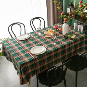 img 4 attached to Checkered Rectangle Tablecloth Polyester Cotton Christmas