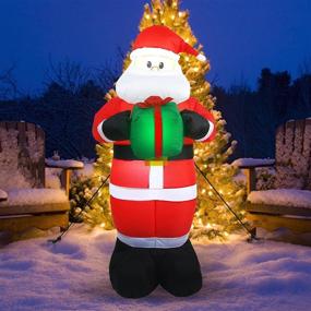 img 4 attached to 5-FT Outdoor Christmas Inflatables Santa Claus Decorations with White LED Lights - Ideal Blow-Up Yard Decor for Indoor/Outdoor Christmas Decorations, Holiday Parties, Xmas, Yard, Garden