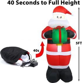 img 2 attached to 5-FT Outdoor Christmas Inflatables Santa Claus Decorations with White LED Lights - Ideal Blow-Up Yard Decor for Indoor/Outdoor Christmas Decorations, Holiday Parties, Xmas, Yard, Garden