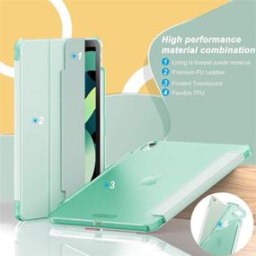 img 2 attached to 📱 INFILAND iPad Air 4 2020 Case with Pencil Holder, Tri-Fold Case with Frosted Translucent Back for iPad Air 4 10.9 inch 2020 Release - Mint Green [Supports Auto Wake/Sleep Feature]