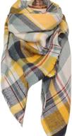 winter knit blanket scarf for women - large soft plaid scarf with cashmere feel - shawl and wraps logo