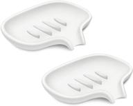 🧼 subekyu silicone soap dish set for bathroom and kitchen sink - includes 2 white soap holders with draining tray for shower and bar soaps logo