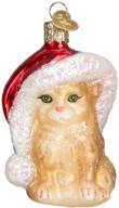 🎅 christmas tree ornaments: old world santa kitten glass blown decorations logo