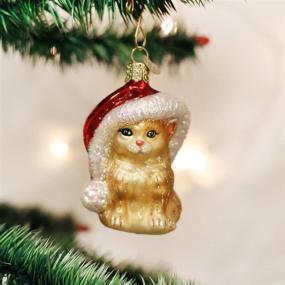 img 3 attached to 🎅 Christmas Tree Ornaments: Old World Santa Kitten Glass Blown Decorations