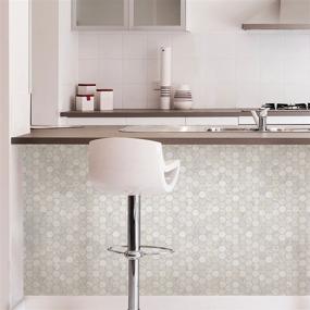 img 1 attached to 🏠 Enhance Your Home Decor with In Home NH2359 Hexagon Faux Marble Peel & Stick Backsplash Tiles in White & Off-White