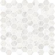 🏠 enhance your home decor with in home nh2359 hexagon faux marble peel & stick backsplash tiles in white & off-white логотип