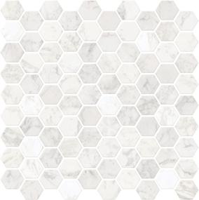 img 4 attached to 🏠 Enhance Your Home Decor with In Home NH2359 Hexagon Faux Marble Peel & Stick Backsplash Tiles in White & Off-White