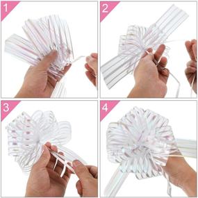 img 3 attached to 10-Pack Large 6 Inches Pull String Bows - Organza White Pull Bow Set for Wedding, Christmas, Easter Gifts - TecUnite