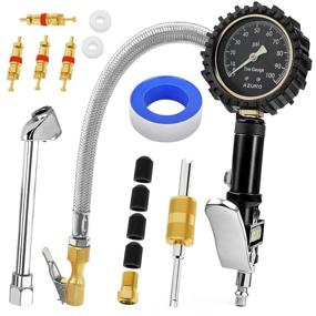 img 4 attached to 🔧 AZUNO Tire Inflator with Pressure Gauge - 100 PSI Air Compressor Accessories with Steel Hose Lock and Quick Connect Coupler
