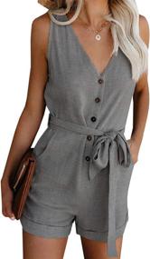 img 4 attached to 👗 Slay with Style: Acelitt Sleeveless Jumpsuit Rompers Playsuit for Women