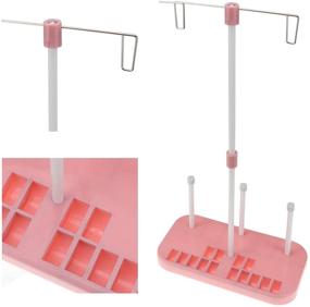 img 1 attached to 🧵 YOKOYAMA Thread Spool Holder Stands - Set of 2 PCS (White & Pink) for Enhanced Domestic Embroidery Sewing Machine Accessories