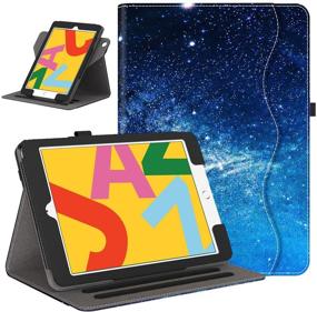 img 4 attached to 📱 360 Degree Rotating Smart PU Leather Stand Cover for New iPad (2021/2020/2019 Model, 9/8/7 Generation) 10.2 Inch - Auto Wake/Sleep Feature Included