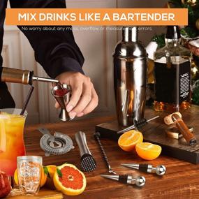 img 2 attached to 🍹 Premium Bartender Kit with Stand: 14-Piece Cocktail Shaker Set for Men Dad, Includes Stainless Steel Bar Tools, Perfect for Home Mixing - Ideal Christmas Stocking Stuffer for Beginners