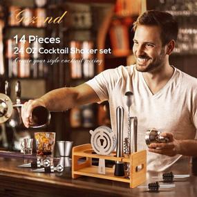 img 3 attached to 🍹 Premium Bartender Kit with Stand: 14-Piece Cocktail Shaker Set for Men Dad, Includes Stainless Steel Bar Tools, Perfect for Home Mixing - Ideal Christmas Stocking Stuffer for Beginners