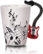 🎸 12.9 oz guitar mug music note coffee mug - perfect ceramic cup for guitar players and musicians, in striking red color logo