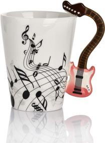 img 1 attached to 🎸 12.9 Oz Guitar Mug Music Note Coffee Mug - Perfect Ceramic Cup for Guitar Players and Musicians, in Striking Red Color