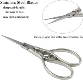 img 2 attached to BIHRTC 4.33 Inches Vintage European Style Stainless Steel Auspicious Clouds Scissors: Perfect for Needlework, Embroidery, Sewing, Craft, Art Work & Everyday Use (Light Grey)