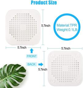 img 3 attached to 🚿 Grey Square TPR Shower Drain Cover 5.7-inch - Hair Catcher and Flat Silicone Plug for Bathroom and Kitchen- Shower Drain Protection Flat Strainer Stopper with Suction Cups