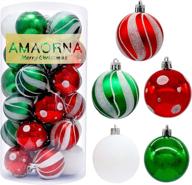 🎅 delightful elf christmas ball ornaments - 2.36inch, traditional shatterproof xmas tree decorations - 30pcs red green & white hanging balls for holiday, wedding & party logo
