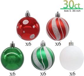 img 3 attached to 🎅 Delightful Elf Christmas Ball Ornaments - 2.36inch, Traditional Shatterproof Xmas Tree Decorations - 30Pcs Red Green & White Hanging Balls for Holiday, Wedding & Party