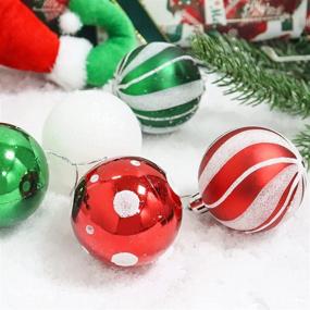 img 1 attached to 🎅 Delightful Elf Christmas Ball Ornaments - 2.36inch, Traditional Shatterproof Xmas Tree Decorations - 30Pcs Red Green & White Hanging Balls for Holiday, Wedding & Party