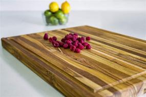 img 1 attached to Premium Teakwood Chopping Board 24x18x1.5 Inch - Juice Groove, Reversible Edge Grain Rectangle - Sustainable Wooden Carving Board with Hand Grip - Extra Large Backyard Dudes