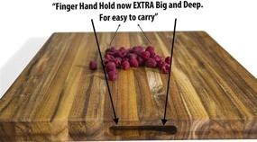 img 2 attached to Premium Teakwood Chopping Board 24x18x1.5 Inch - Juice Groove, Reversible Edge Grain Rectangle - Sustainable Wooden Carving Board with Hand Grip - Extra Large Backyard Dudes