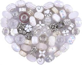 img 4 attached to 💎 European Bead Assortment: 60 Pieces of Copper Core & Rhinestone Craft Beads for DIY Charm Bracelets