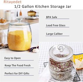 img 2 attached to 🍭 Ritayedet Glass Candy Jars with Lids - 1/2 Gallon Glass Storage Jars with Convenient Handle, Perfect for Flour, Cookies, and More - Set of 2