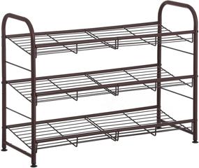 img 4 attached to 👠 SONGMICS 3-Tier Stackable Shoe Rack, Bronze ULMR066A01, Holds up to 12 Pairs of High Heels, Trainers, and Slippers, Ideal for Entryway, Closet Storage - Steel, 27 x 10.8 x 19.5 Inches