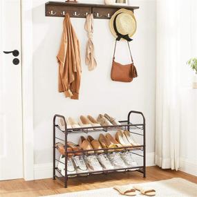 img 3 attached to 👠 SONGMICS 3-Tier Stackable Shoe Rack, Bronze ULMR066A01, Holds up to 12 Pairs of High Heels, Trainers, and Slippers, Ideal for Entryway, Closet Storage - Steel, 27 x 10.8 x 19.5 Inches