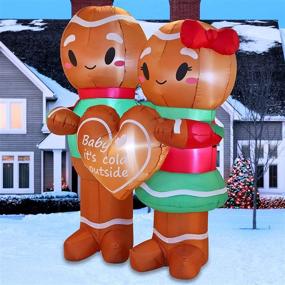 img 4 attached to 🎅 Inflatable Sitting Baby Gingerman with Built-in Blow Up Inflatables - Joiedomi Gingerman Couple - 6 FT Long Christmas Party Indoor, Outdoor, Yard, Garden, Lawn Winter Decorations