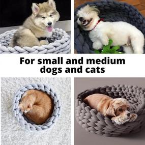 img 1 attached to 🐾 Cozy and Calming Sleep Solutions: Pet Beds for Small Dogs and Cats, Hand-Knitted Washable Cat Pillow and Dog Sofa Round Bed