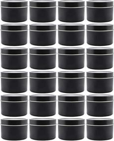 img 4 attached to 🕯️ 24-Pack of 4oz Black Metal Candle Tins by Cornucopia - Round Containers with Slip-On Lids for Candle Making, Party Favors, Spices, and Gifts