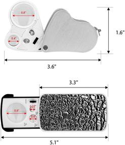 img 3 attached to 🔍 2-Packs of Jewelers' Loupes with Illuminated 30X, 60X, and 90X Magnification, Portable Loupe Magnifier with UV Black Light for Jewelry, Coins, Gems, and Stamps