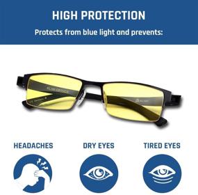 img 3 attached to 👓 KLIM Optics Blue Light Blocking Glasses | Reduce Eye strain & Fatigue | Gaming Glasses for PC, Mobile & TV | Blocks 92% Blue Light | Computer Glasses with UV Protection | New 2021 Edition