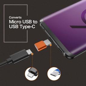 img 2 attached to JXMOX Адаптер USB типа C (4 шт) - Женский разъём Micro USB в мужской разъём USB-C для быстрой зарядки - Совместим с Samsung Galaxy S10 S9 S8 Plus, Note 9 8, Pixel 2 3 XL, LG V40 V20 G5, Moto Z2 Z3 (Оранжевый)