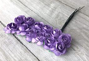 img 1 attached to OOKI-144 Pcs Lavender Artificial Mulberry Paper Rose Flower - Perfect for Wedding Scrapbooking, DIY Crafts, and Anniversaries