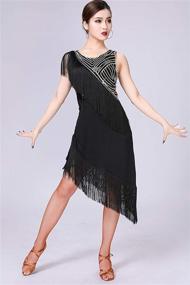 img 3 attached to 👗 ZLTdream Ladies' Latin Tango Rumba Cha Cha Belly Dance Sequin Dress: Stunning Style with Tassel Underwear